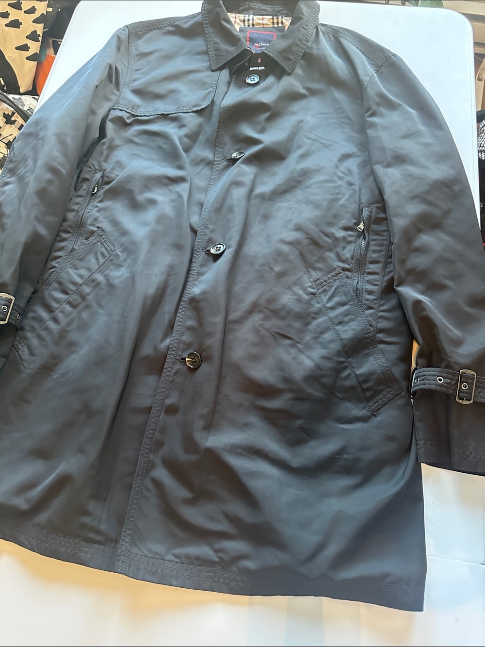 Anthony Men's Dark Gray Trench Coat with Button Front